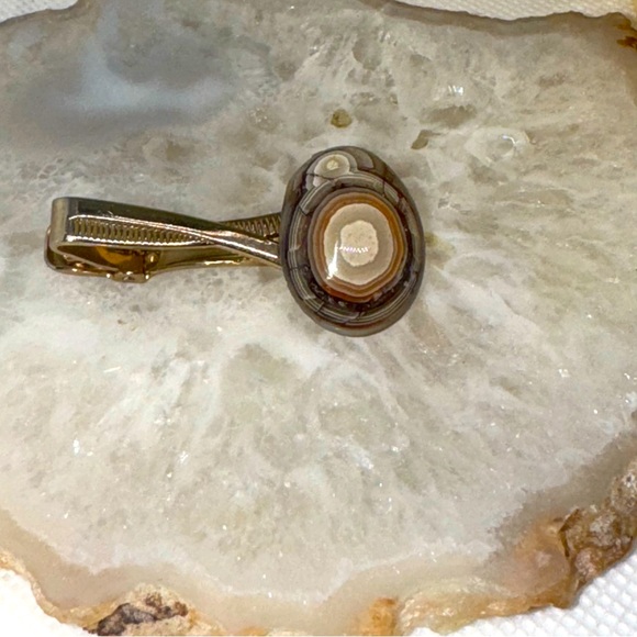 Vintage Agate Stone Tie Clip - Picture 1 of 7
